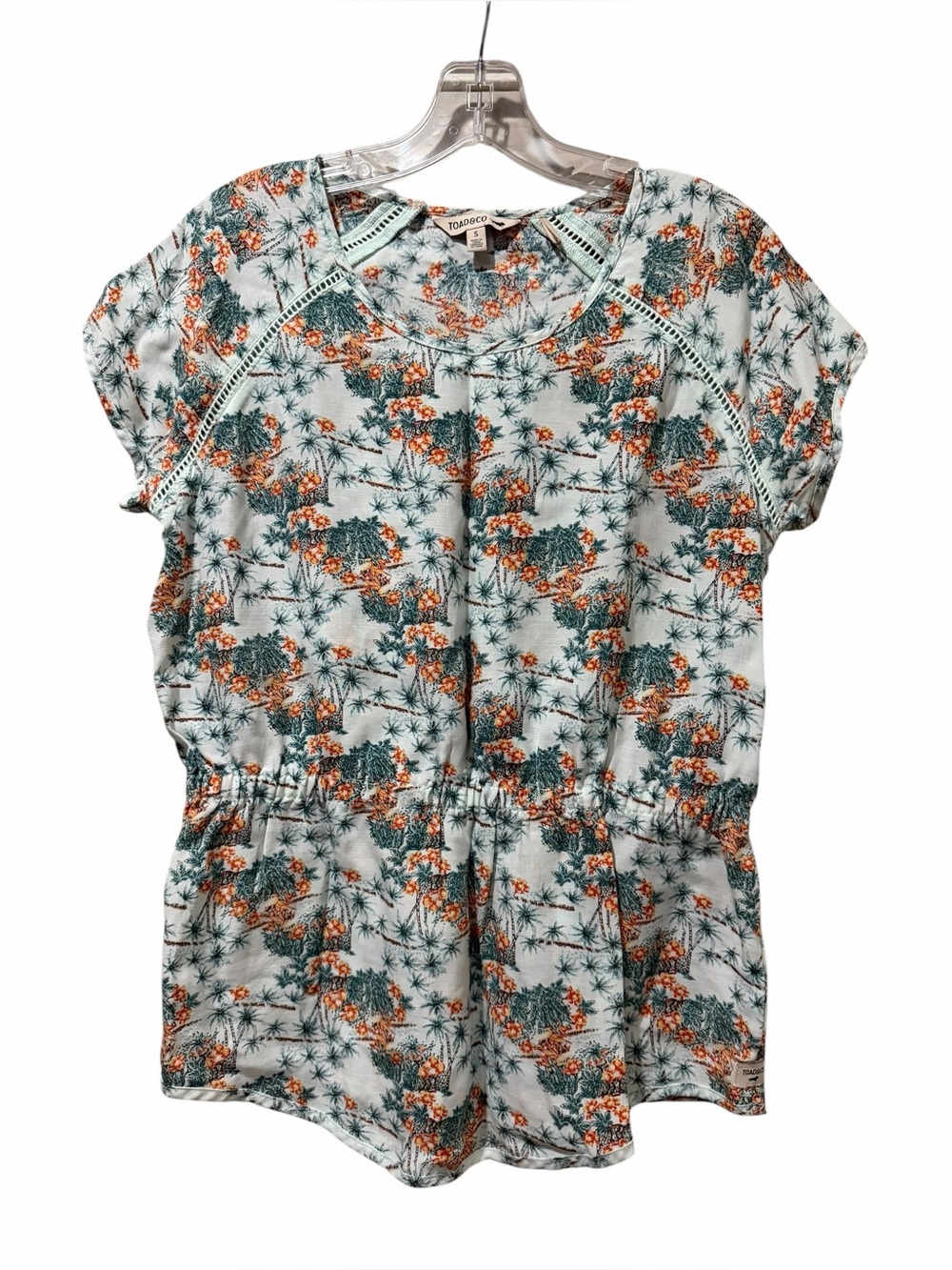 Toad&Co Small Floral Short Sleeve 100% Tencel Blouse Top B18
